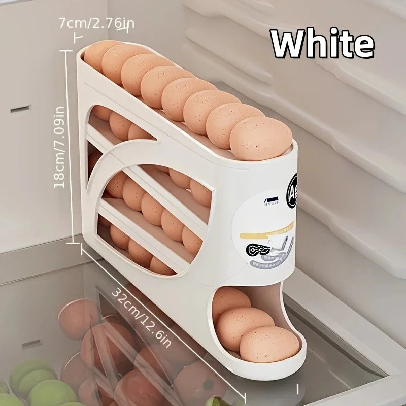 3-Tier Rolling Egg Organizer for Fridge — Holds Up to 30 Eggs