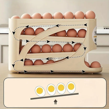3-Tier Rolling Egg Organizer for Fridge — Holds Up to 30 Eggs