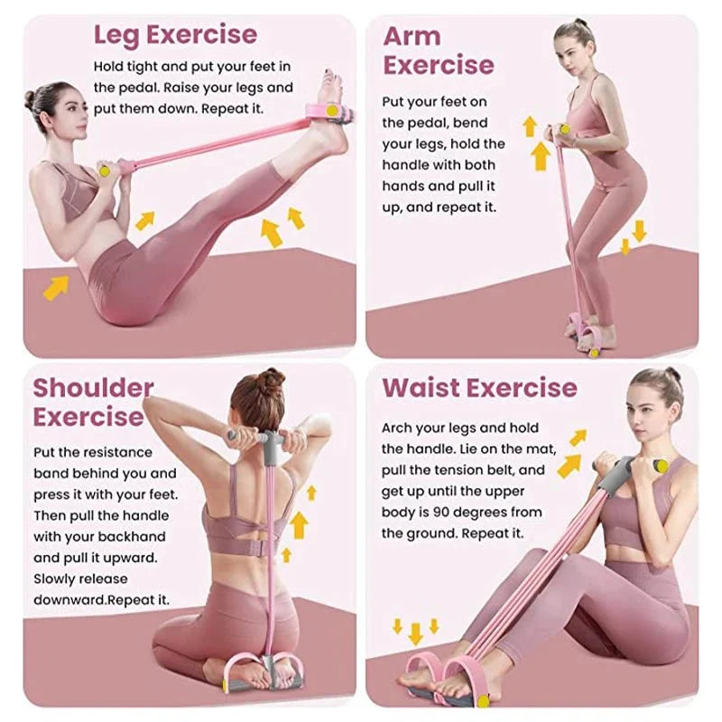 Fitness Resistance Bands 4-Tube Yoga Pedal Puller
