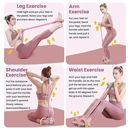Fitness Resistance Bands 4-Tube Yoga Pedal Puller